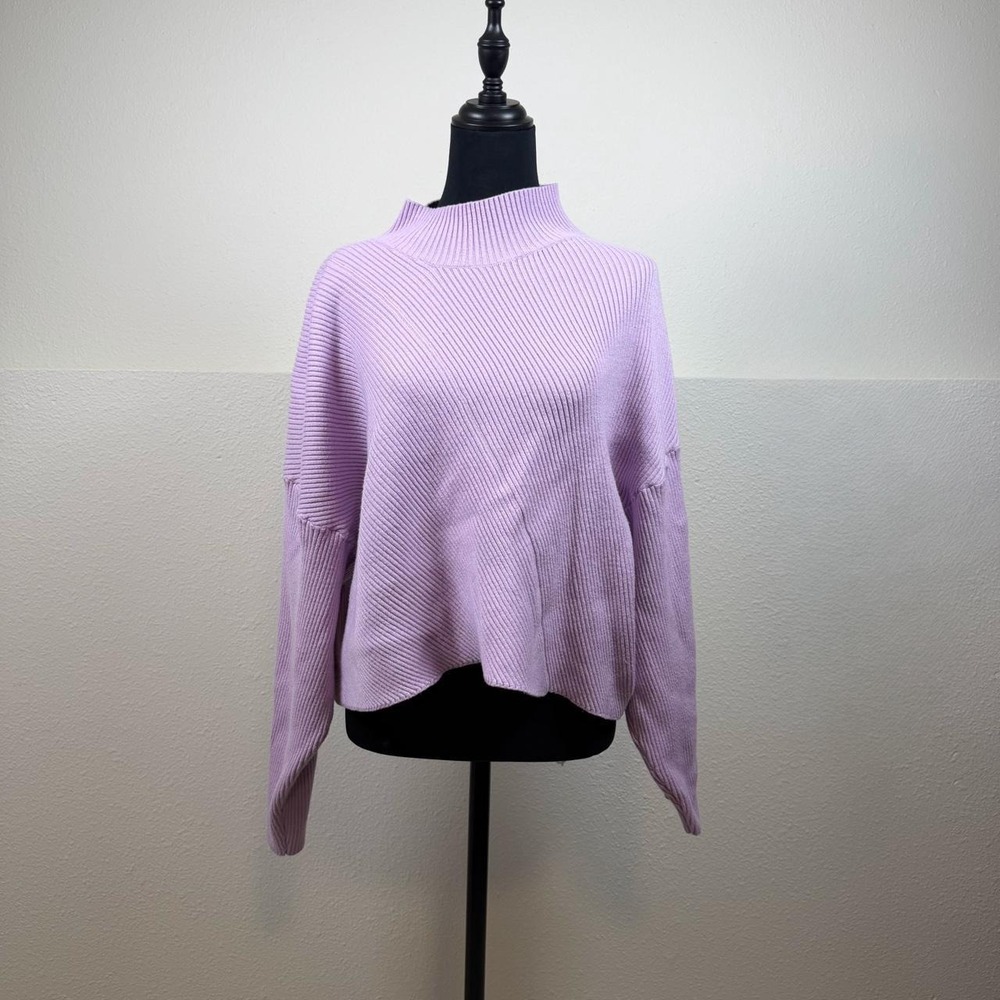Maeve Meredith Anthropologie Lilac Ribbed Mock Neck Sweater – Size Large